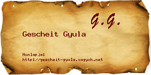 Gescheit Gyula névjegykártya